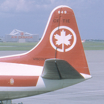 Vickers Viscount Air Canada CF-TIE fin649, sept 1968, Dorval